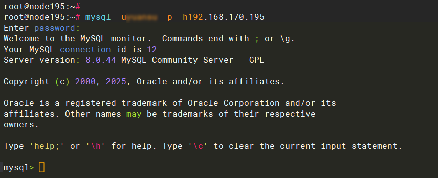 尝试使用mysql命令登陆数据库